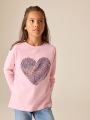 Roze - Top met Lange mouwen en hart met pailletten (3-16jaar) - Afbeelding 2 van 9