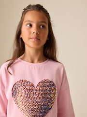 Roze - Top met Lange mouwen en hart met pailletten (3-16jaar) - Afbeelding 4 van 9