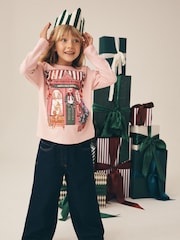Pink Christmas House - Top de manga larga con lentejuelas (3-16 años) - Imagen 2 de 7