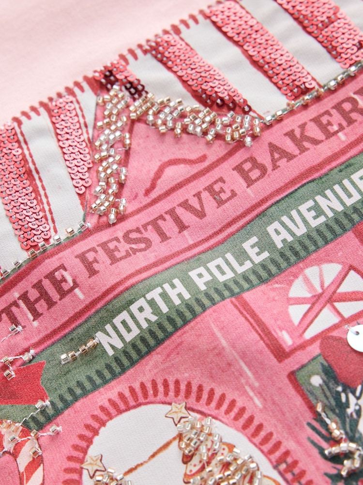 Pink Christmas House - Top de manga larga con lentejuelas (3-16 años) - Imagen 7 de 7