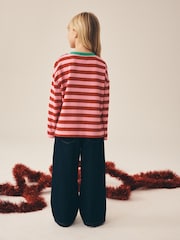 Red Stripe Christmas Cat Sequin Long Sleeve Top (3-16yrs) - Image 3 of 9