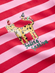 Red Stripe Christmas Cat Sequin Long Sleeve Top (3-16yrs) - Image 7 of 9