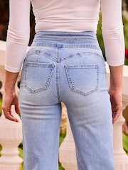 Sosandar Blue Petite Contour Waist Wide Leg Jeans - Image 5 of 5