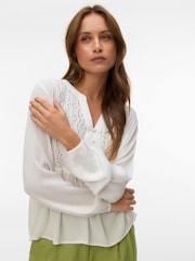 VERO MODA White Embroidered Long Sleeve Top - Image 1 of 5