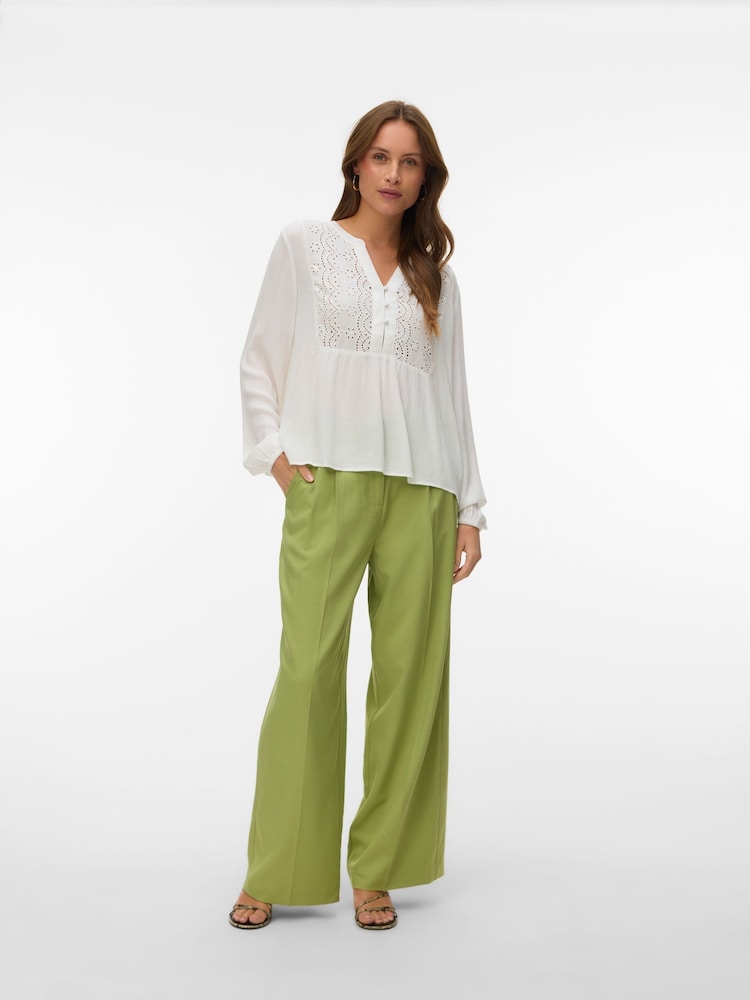 VERO MODA White Embroidered Long Sleeve Top - Image 2 of 5