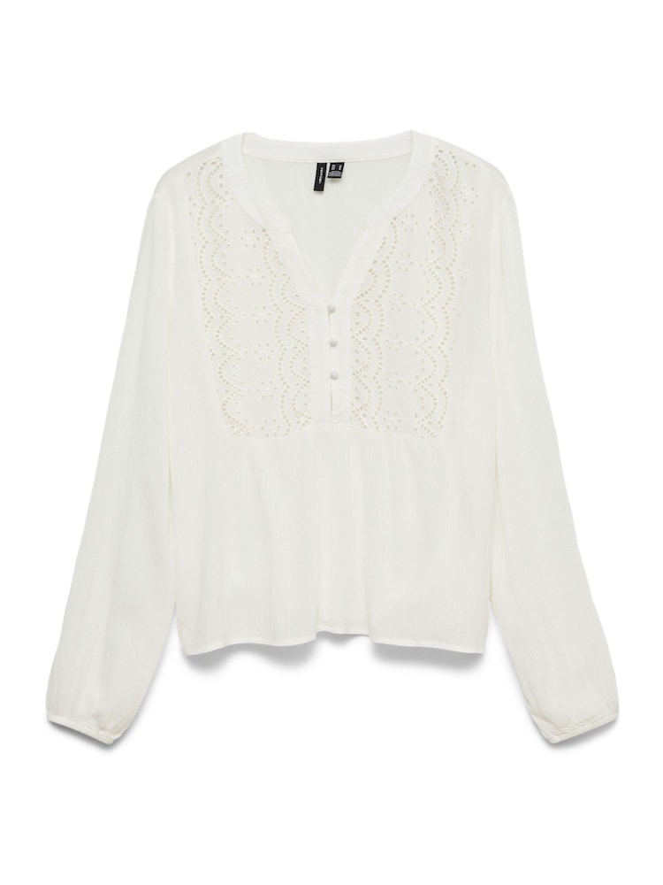 VERO MODA White Embroidered Long Sleeve Top - Image 5 of 5