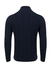 Weird Fish Blue Bexley Full Zip Cable Knit Jumper - Image 7 of 7