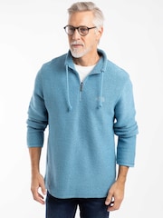 Weird Fish Blue Cruiser Quarter Zip Macaroni Sweater - Image 1 of 7