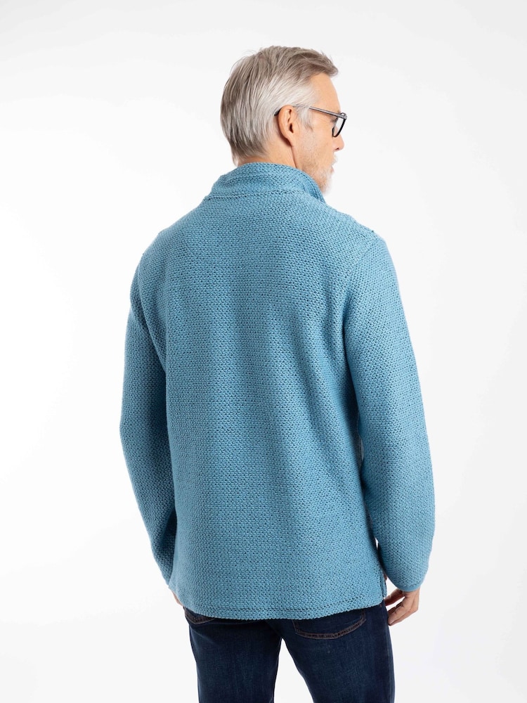 Weird Fish Blue Cruiser Quarter Zip Macaroni Sweater - Image 2 of 7 Weird Fish Blue Cruiser Quarter Zip Macaroni Sweater - Image 2 of 7