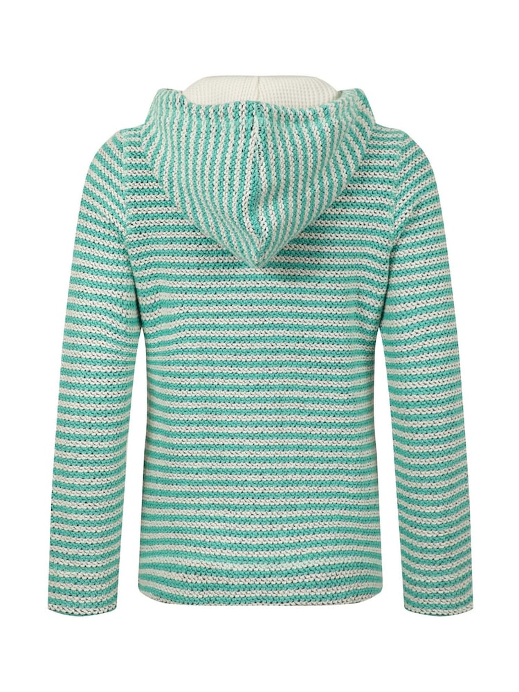 Weird Fish Green Fisher Full Zip Stripe Macaroni Hoodie - Image 7 of 7 Weird Fish Green Fisher Full Zip Stripe Macaroni Hoodie - Image 7 of 7