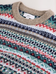 Neutral/Blue Fairisle Pattern Knitted Jumper - Image 7 of 8