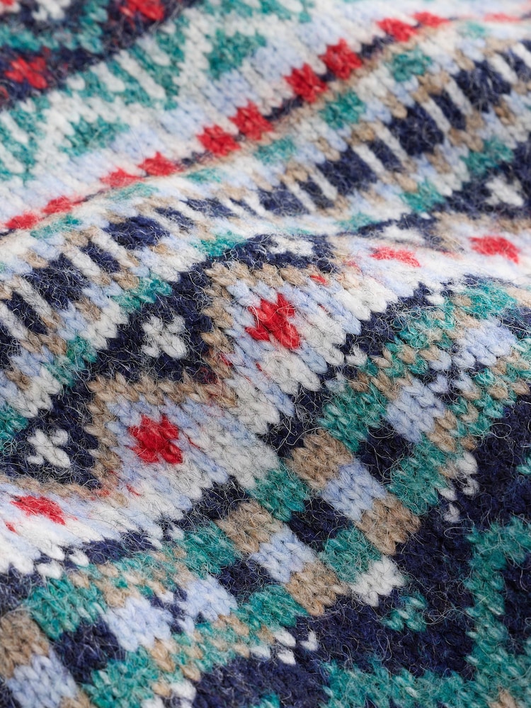 Neutral/Blue Fairisle Pattern Knitted Jumper - Image 8 of 8 Neutral/Blue Fairisle Pattern Knitted Jumper - Image 8 of 8