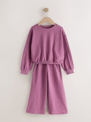 Mauve/Oatmeal Long Sleeve and Wide Leg Top & Joggers Set 2 Pack (3-16yrs) - Image 12 of 14