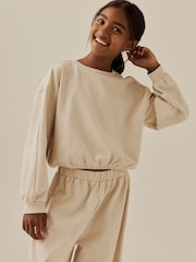 Mauve/Oatmeal Long Sleeve and Wide Leg Top & Joggers Set 2 Pack (3-16yrs) - Image 3 of 7