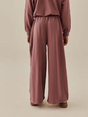 Mauve/Oatmeal Long Sleeve and Wide Leg Top & Joggers Set 2 Pack (3-16yrs) - Image 4 of 7