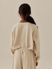 Mauve/Oatmeal Long Sleeve and Wide Leg Top & Joggers Set 2 Pack (3-16yrs) - Image 6 of 7