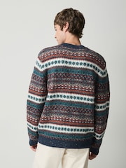 Blue Fairisle Pattern Knitted Crew Neck Jumper - Image 4 of 5