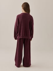 酒紅 - 燈芯絨長袖上衣及闊腿褲套裝（3-16 歲） - 圖片 4，共 9