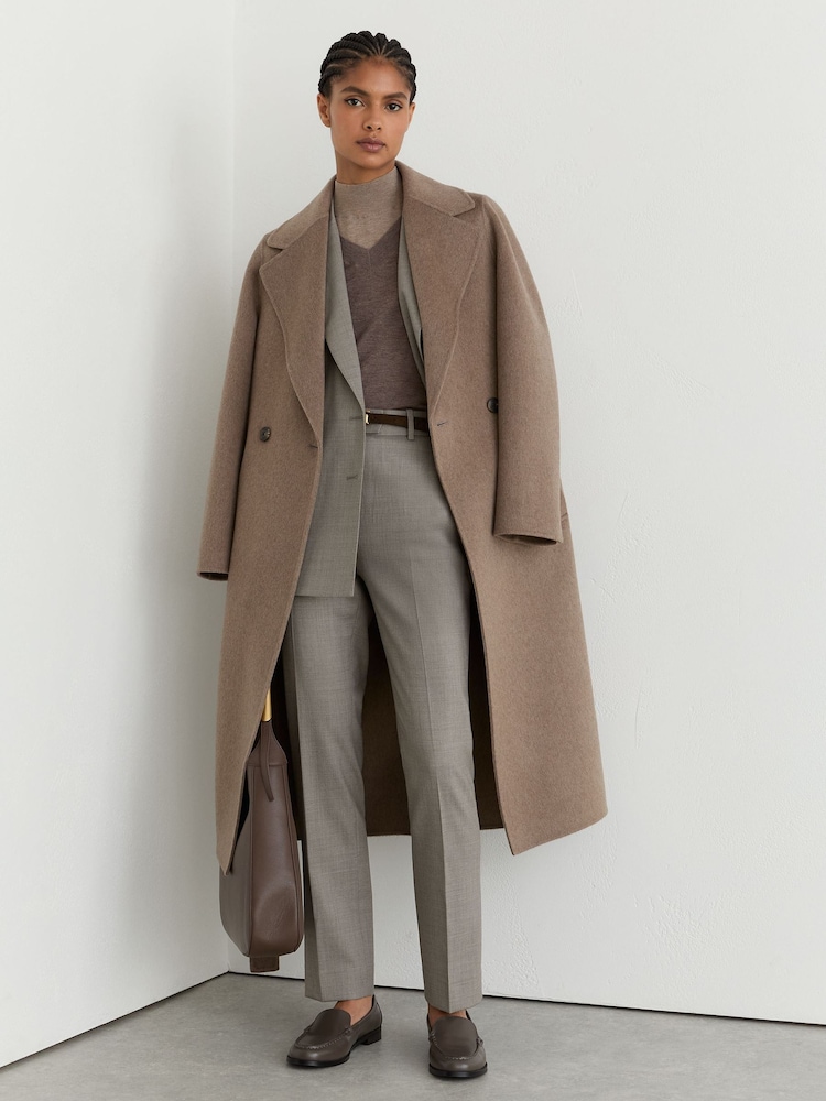 Reiss Light Grey Darcy Wool-Blend Slim-Leg Trousers - Image 1 of 7