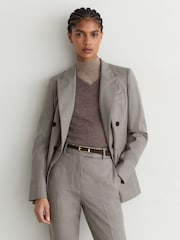 Reiss Light Grey Darcy Wool-Blend Slim-Leg Trousers - Image 5 of 7