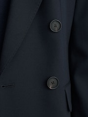Marineblauw - Reiss Solene wollen mix double-breasted pakblazer - Afbeelding 9 van 10