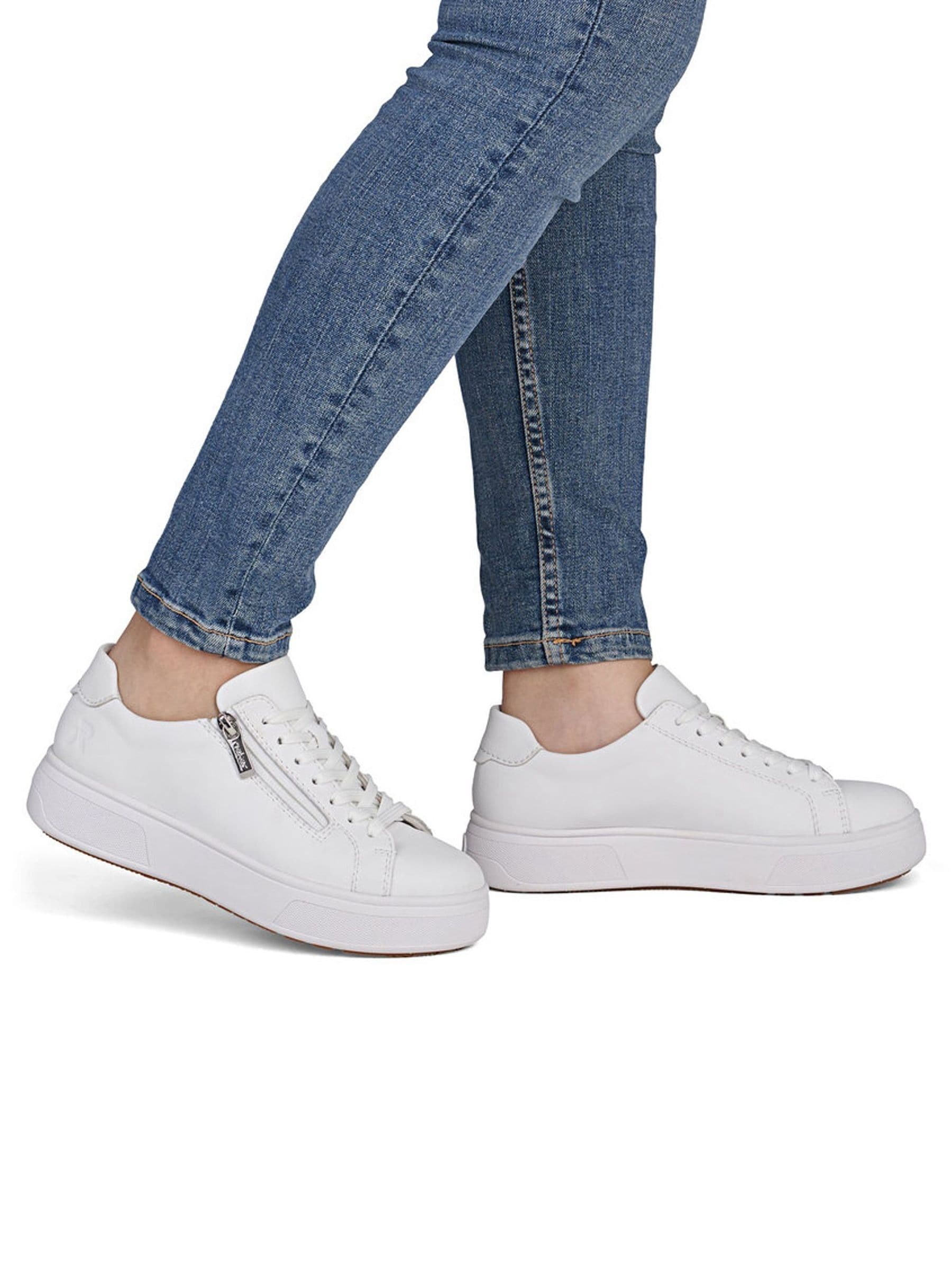 Rieker Women's Zip & Lace Platform Trainers - Rkr43539 / 328 768 - White Leather Size 8 - Image 9