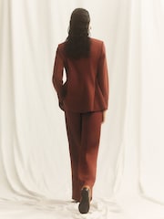 Ceglasty - Reiss Solene Wool-Blend Wide-Leg Suit Trousers - Obraz 4 z 10
