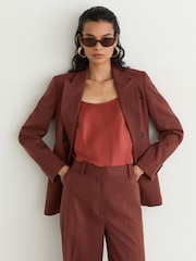 Ceglasty - Reiss Solene Wool-Blend Wide-Leg Suit Trousers - Obraz 5 z 10