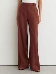 Ceglasty - Reiss Solene Wool-Blend Wide-Leg Suit Trousers - Obraz 7 z 10