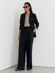 Reiss Navy Solene Petite Wool-Blend Single-Breasted Suit Blazer - Image 3 of 10
