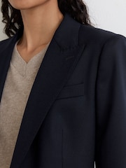 Reiss Navy Solene Petite Wool-Blend Single-Breasted Suit Blazer - Image 7 of 10