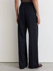 Reiss Navy Solene Wool-Blend Drawstring Wide-Leg Suit Trousers - Image 5 of 6