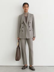 Reiss Light Grey Darcy Petite Wool-Blend Slim-Leg Trousers - Image 1 of 9