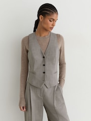 Reiss Light Grey Darcy Wool-Blend Tailored Waistcoat - Image 7 of 10