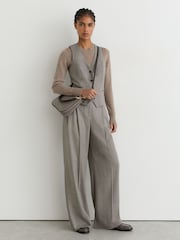 Reiss Light Grey Darcy Wool-Blend Tailored Waistcoat - Image 8 of 10