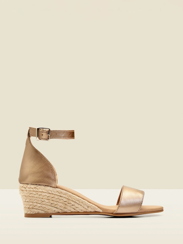 Sosandar Leather Low Heel Wedge Espadrilles - Image 1 of 2