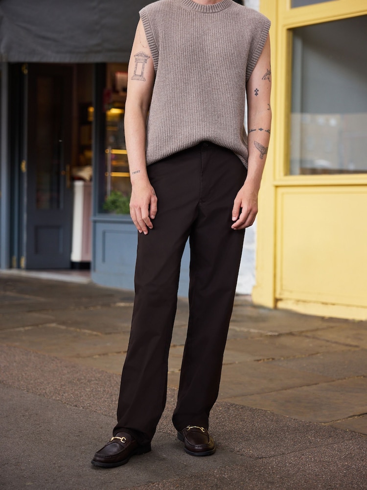 Brown Relaxed Fit Cotton Rich Stretch Chinos - Image 2 of 4 Brown Relaxed Fit Cotton Rich Stretch Chinos - Image 2 of 4