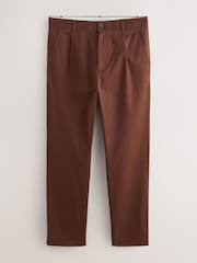 Rust Red Slim Fit Single Pleat Cotton Rich Stretch Chinos - Image 1 of 4