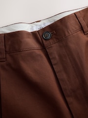 Rust Red Slim Fit Single Pleat Cotton Rich Stretch Chinos - Image 3 of 4