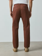 Rust Red - Slim fit - Enkelt plisseret chinos med Stræk i bomuld med højt pasform - Billede 5 af 10