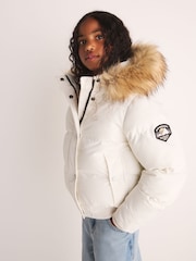 Superdry White Everest Padded Bomber Coat - Image 1 of 12