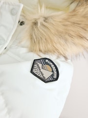 Superdry White Everest Padded Bomber Coat - Image 10 of 12