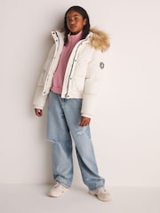 Superdry White Everest Padded Bomber Coat - Image 2 of 12
