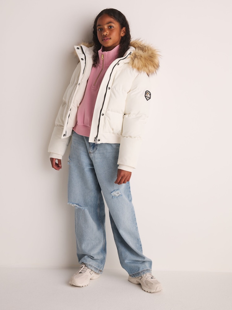 Superdry White Everest Padded Bomber Coat - Image 2 of 12 Superdry White Everest Padded Bomber Coat - Image 2 of 12