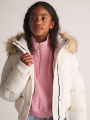 Superdry White Everest Padded Bomber Coat - Image 3 of 12