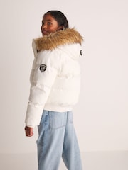 Superdry White Everest Padded Bomber Coat - Image 4 of 12