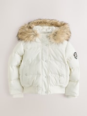 Superdry White Everest Padded Bomber Coat - Image 6 of 12