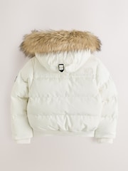 Superdry White Everest Padded Bomber Coat - Image 8 of 12