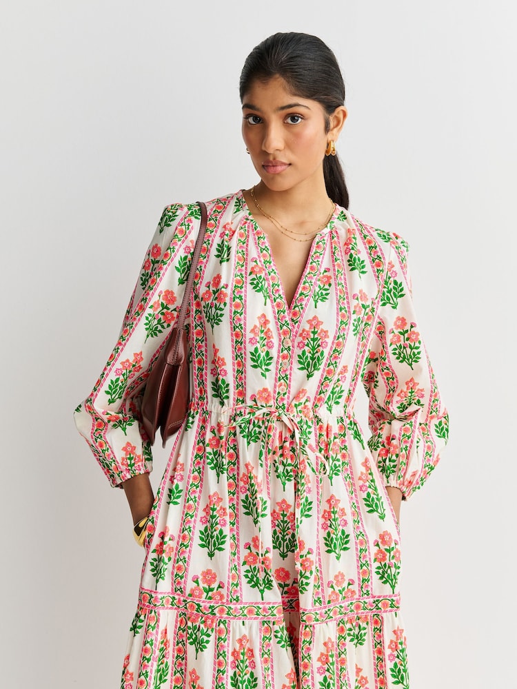 Pink City Prints Blue Sofia Dress - Image 2 of 11 Pink City Prints Blue Sofia Dress - Image 2 of 11