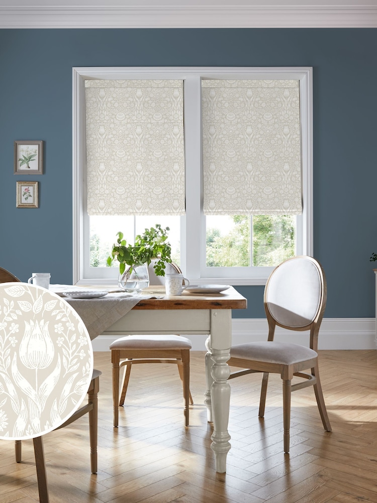 Laura Ashley Natural Ashstead Damask Made to Measure Roman Blind - Image 1 of 6
